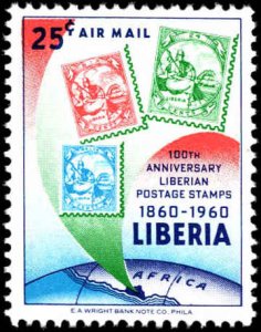 Liberia #393-394, C128, 1960, Stamp on Stamp, Never Hinged