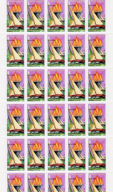 TOGO 1979 Sc#1035/37C392/94 MOSCOW 80 OLYMPICS 6 Mini-Sheetlets of 30 values