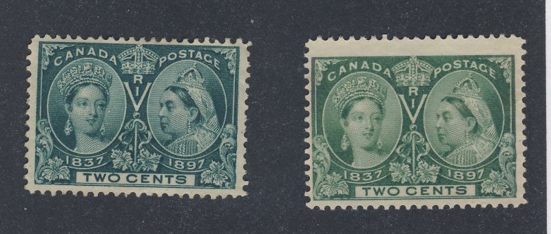 2x Canada Victoria Jubilee Stamps; #52-2c MNG F/VF & Fine Guide Value = $43.00