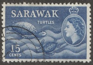 Sarawak, stamp, Scott#204, used, hinged, turtles