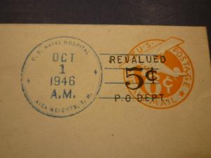 #UC13 1946 6ȼ REVALUED TO 5ȼ AIRMAIL STAMPED ENVELOPE FDC - AIEA HEIGHTS, HAWAII