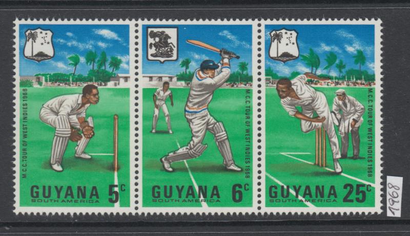 XG-AK881 GUYANA - Cricket, 1968 M.C.C. Tour Of West Indies Strip MNH Set