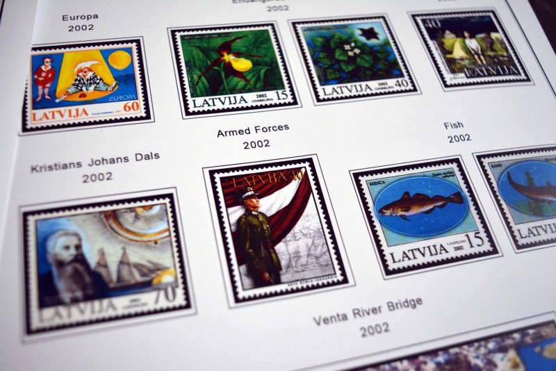 COLOR PRINTED LATVIA 2000-2010 STAMP ALBUM PAGES (38 illustrated pages)