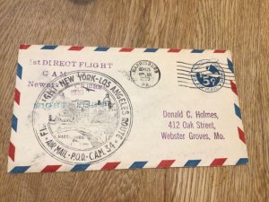 New York to Los Angeles first direct flight 1930  Airmail stamps cover Ref 57520