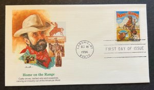 OLD WEST HOME ON THE RANGE #2869a OCT 18 1994 LARAMIE WY FIRST DAY COVER BX3-1