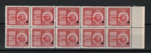 VENEZUELA ABNCo. TELEGRAPH Stamps 25c *SPECIMEN* BLOCK {10} Mint UMM MNH MF161