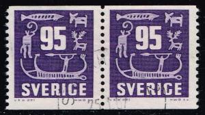 Sweden #655 Rock Carvings Pair; Used (8.00)