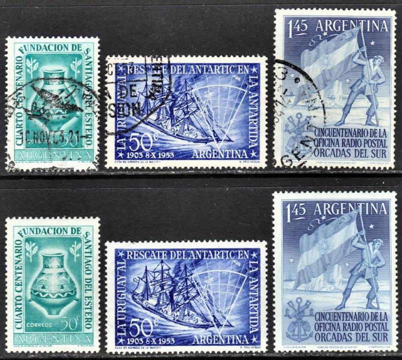 Argentina Scott 619-21  F to VF mint & used. Mint stamps are H.