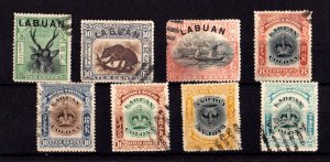 LABUAN OVPT on NORTH BORNEO - 1894 SELECTED STAMPS - 8V - USED