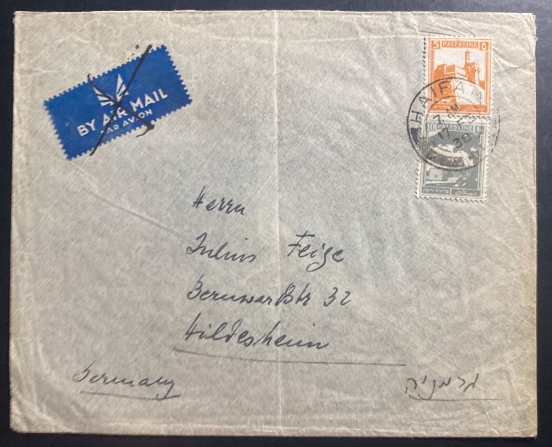 1938 Haifa Palestine Airmail cover To Germany 