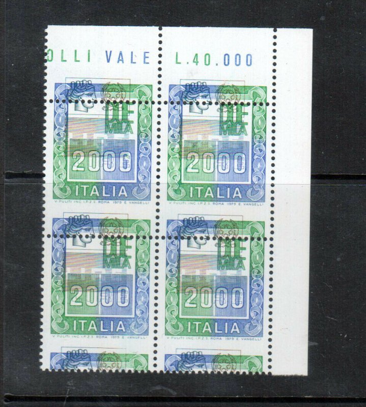 Italy #1292 Variety (Sassone #1459b) Very Fine Never Hinged Dramatic Perf Shift