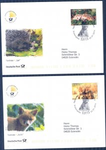 Germany 2014 Fauna Animals Fox Hedgehogs Mi. 3047/8 FDC