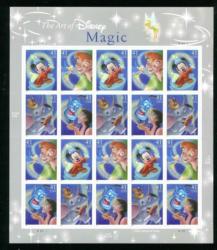 4192 - 4195 Disney Magic 41¢ Sheet of 20 Stamps 2006