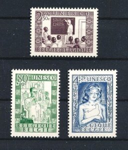 BELGIUM 1951 Reconstruction fund of UNESCO (3v Cpt) Fresh MNH CV$25