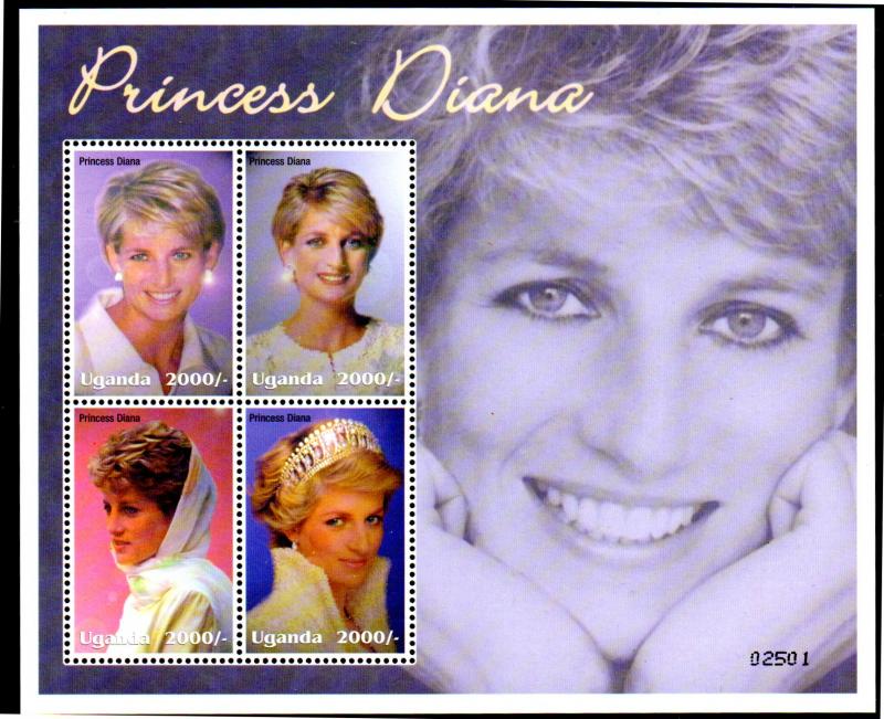 UGANDA 1788-1789 MNH S/S SCV $16.00 BIN $9.50 PRINCESS DIANA