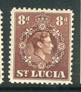 ST.LUCIA; 1938 early GVI portrait issue Mint hinged Shade of 8d. value