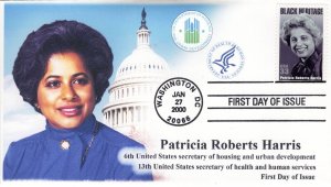 AO-3371-3, 2000, Patricia Roberts Harris, Add-on Cachet, Standard Postmark,First