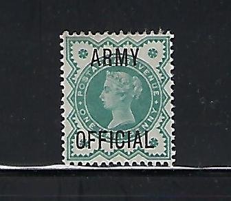 GREAT BRITAIN SCOTT #O57 1900 ARMY OFFICIALS OVPT. 1/2P (BLUE GREE)  MINT HINGED