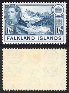 Falkland Islands SG158b 1/- Dull Blue (Greyish Paper) Wmk Mult Script CA M/M