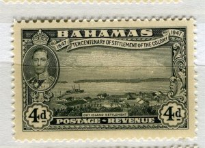 BAHAMAS; 1938 early GVI pictorial issue Mint hinged Shade of 4d. value