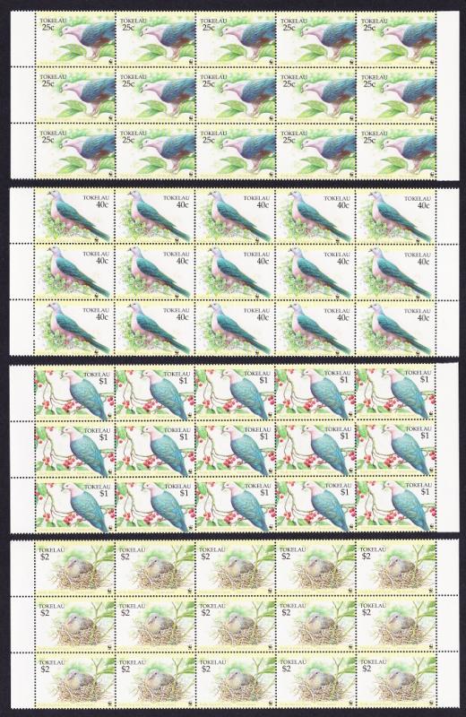 Tokelau Birds WWF Pacific Imperial Pigeon 4v Strips of 15 SG#220-223 SC#204-207