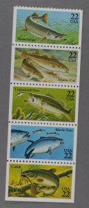 United States #2209a (2205-2209) MNH XF Strip of 5 Fish