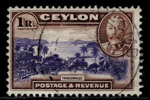 CEYLON GV SG378, 1r violet-blue & chocolate, FINE USED. Cat £32.