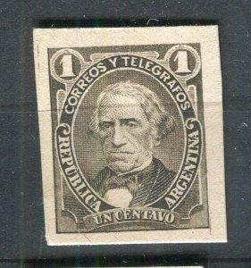 ARGENTINA; 1880s Scarce classic PROOF of Portrait Design 1c. on Thick Card