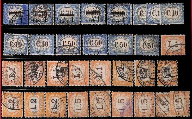 94978  - SAN MARINO - STAMPS - Lot of  POSTAGE DUE STAMPS for REVENUE USE