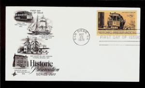 FIRST DAY COVER #1442 Historic Preservation Cable Car 8c ARTCRAFT FDC 1971