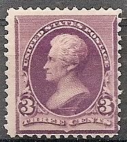 US  221 Mint OG 1890 3c pur Jackson CV $75 Nice