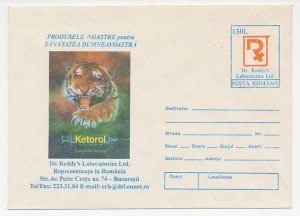 Postal stationery Romania 1996 Tiger - Nitate - Ketorol