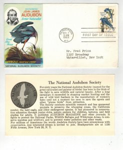 1963 HONORING JOHN JAMES AUDUBON 1241 COLUMBIA JAYS & AUDUBON SOCIETY TEXT CARD