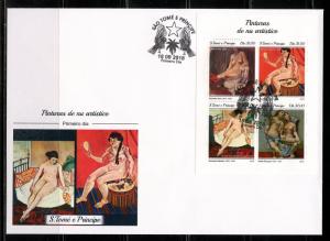 SAO TOME  2018 PAINTINGS OF NUDES  SHEET II  FIRST DAY COVER