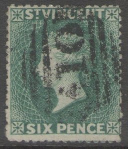 ST.VINCENT SG19 1873 6d DULL BLUE-GREEN USED