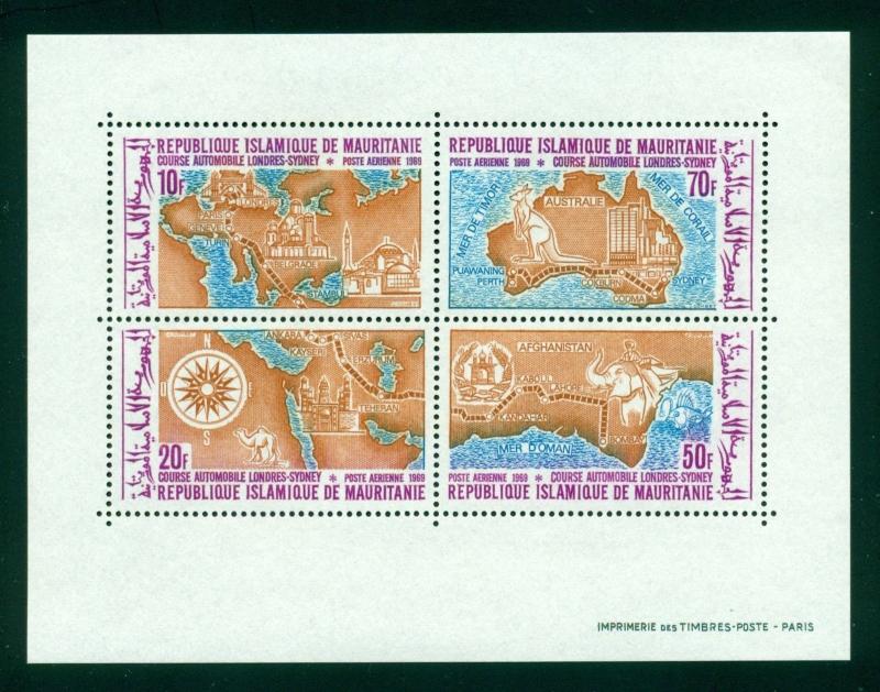 Mauritania Scott #C93a MNH London to Sydney Automobile Rally Maps CV$3+