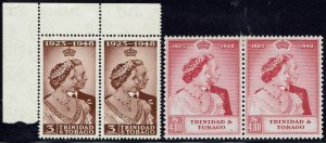 TRINIDAD AND TOBAGO 1948 KGVI SILVER WEDDING SET PAIRS