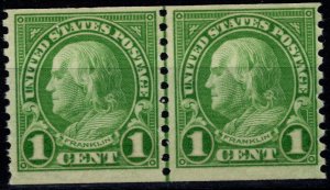 MOstamps - US #597 Mint OG NH Coil Line Pair - Lot # DS-1789
