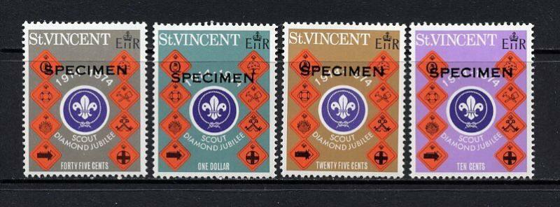 St Vincent Stamps # 385-8 Specimen XF MNH Scouts