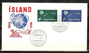 Iceland, Scott cat. 370-371. Centenary of I.T.U. issue. First day cover.