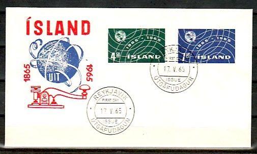 Iceland, Scott cat. 370-371. Centenary of I.T.U. issue. First day cover.