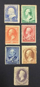 US STAMPS #212-218 MINT OG 4H(1c,2c,3c,30c)/3NG LOT #99338