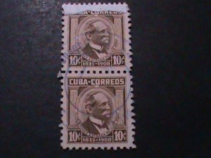 CUBA-1954-SC#524 ST1116-TOMAS ESTRADA PALMA-PAIR-72 YEARS OLD-VF-USED-LAST ONE