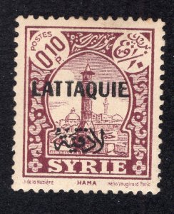 Latakia 1931 10c red violet Overprint, Scott 1 MH, value = $1.25