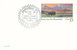 US UX120 Buffalo America the Beautiful Bicentennial Cancel Lima NY - pm 1988