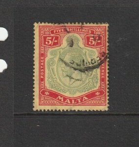 Malta 1914/21 GV 5/- Used SG 88 