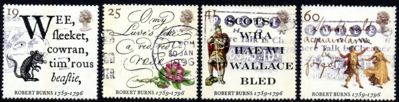 1996 Sg 1901/1904 Death Bicentenary of Robert Burns Fine Used Set of 4