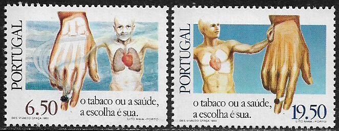 Portugal #1484-5 MNH Set - Anti-Smoking Campaign