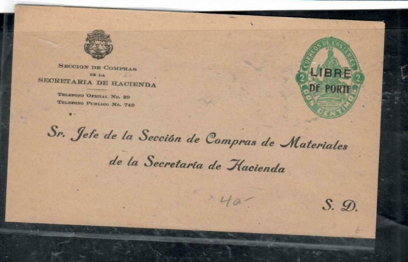 COSTA RICA COVER (P1308B) 2C PSE OVPT LIBRE DE PORTE UNUSED