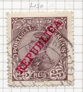 Portugal 1910 Early Issue Fine Used 25r. Optd Republica NW-230945